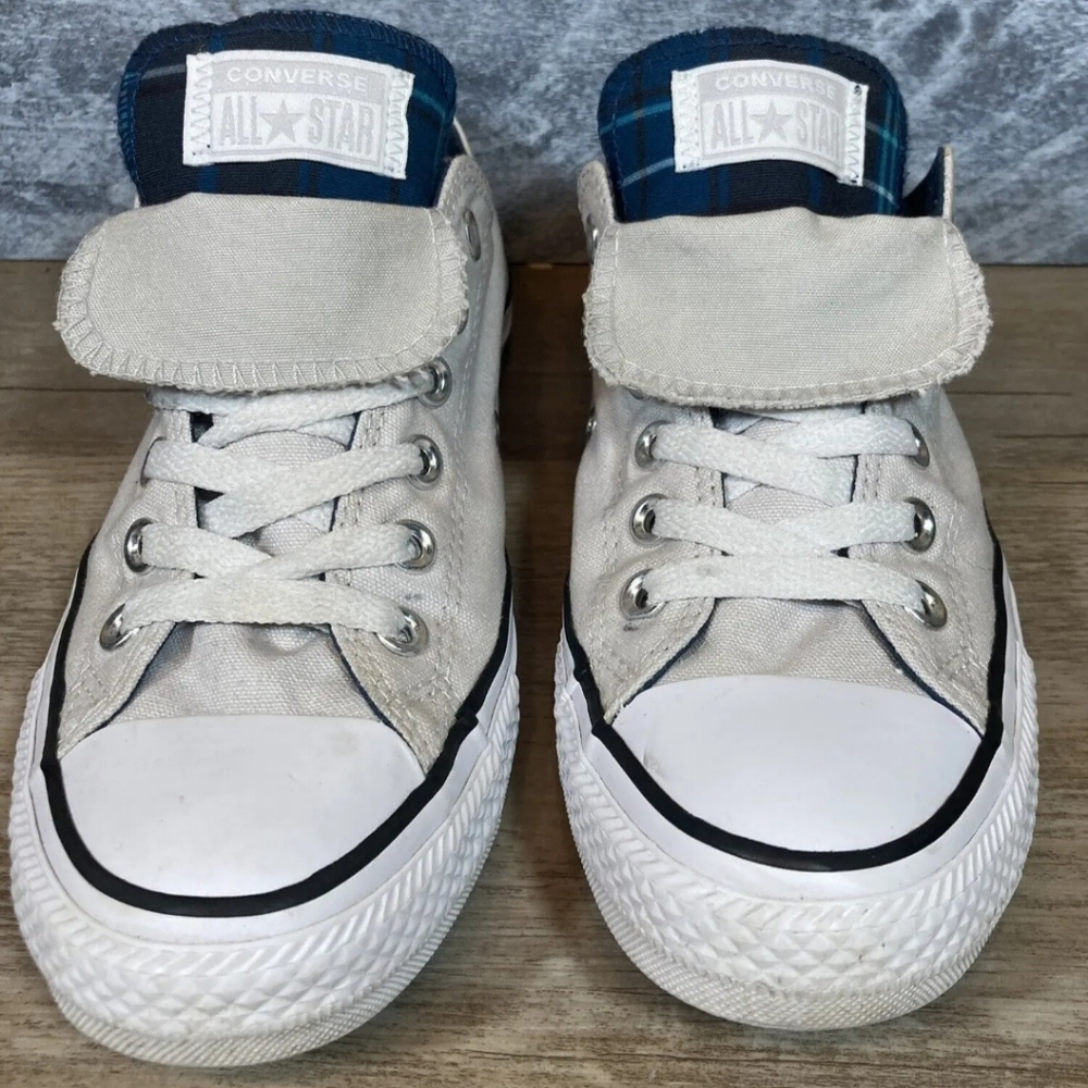 Converse CTAS Ox double tongue Ivory/blue plaid